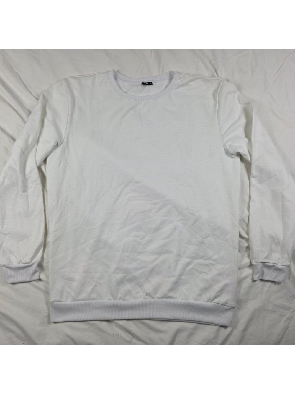 INTO THE AM Crewneck Sweatshirt Plain White Plus Size 3X Minimalist Cozy